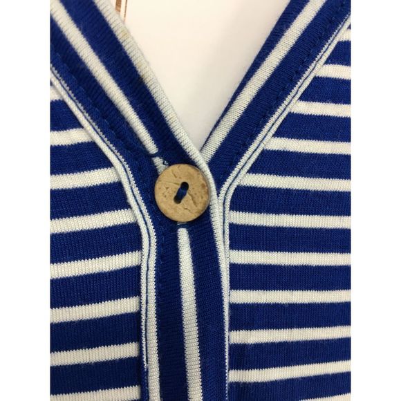 NWT Promesa Striped Soft Rayon Navy White Button Top Womens Size 14 - Picture 4 of 7